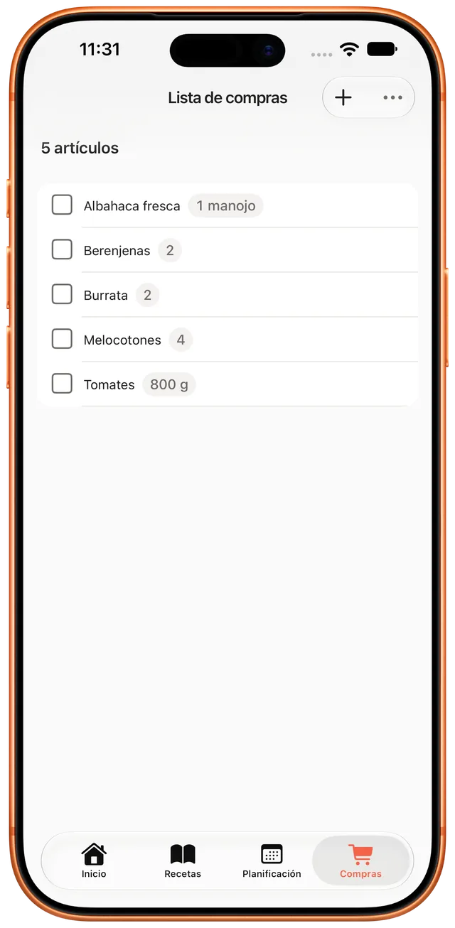 Lista de la compra ordenada por pasillo