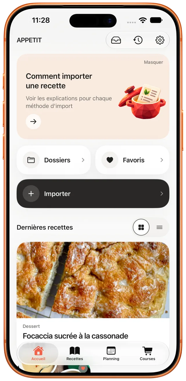 Accueil d'Appétit avec les dernières recettes