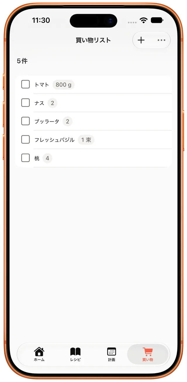 売り場ごとに整理された買い物リスト